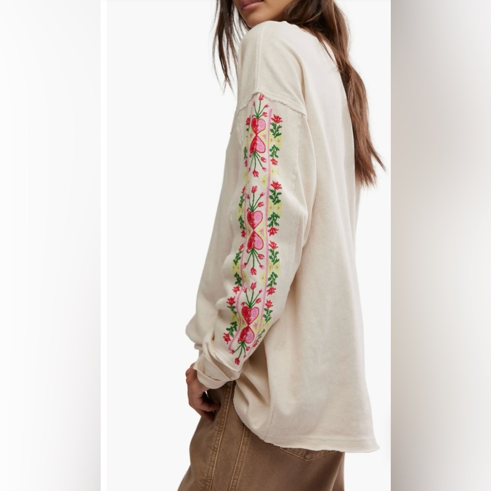 Free People All My Heart Embroidered Tee - Picture 3 of 8